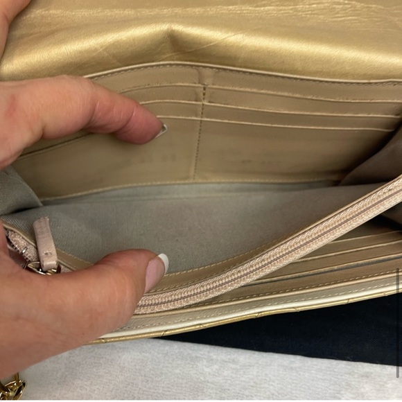 CHANEL Vintage Calf Skin Diamond Stitch CC Logo Long Flap Wallet On A Chain - Picture 10 of 14